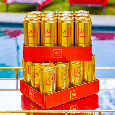 Au Vodka Red Cherry Cocktail Cans 24 Pack & Diamond Cut Glass