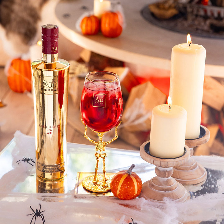 Au Vodka 750ml & Skeleton Glass