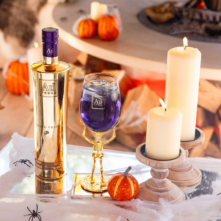 Au Vodka 750ml & Skeleton Glass