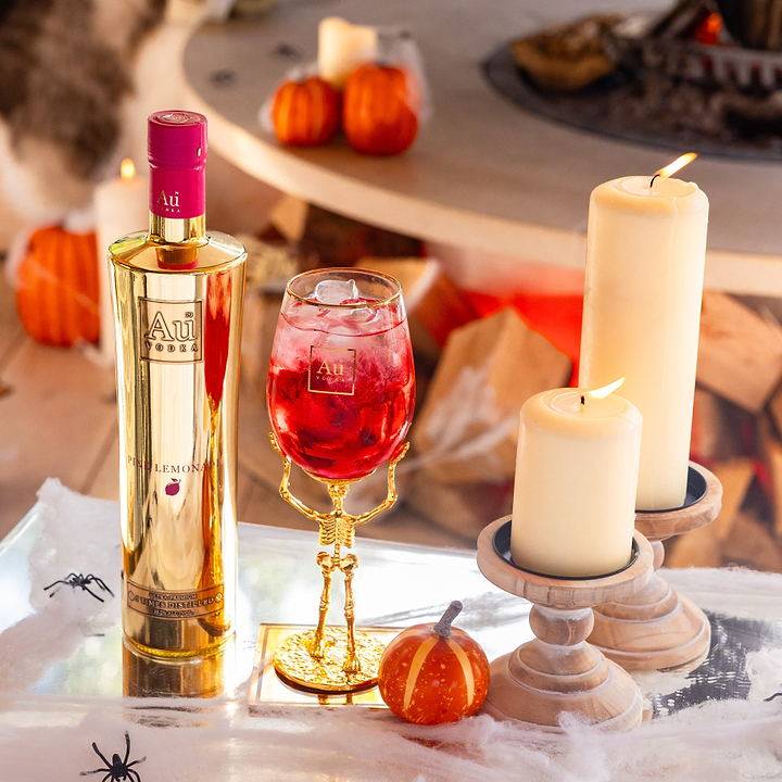 Au Vodka 750ml & Skeleton Glass