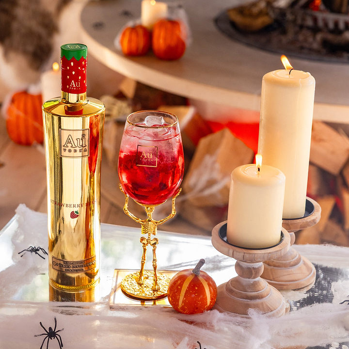 Au Vodka 750ml & Skeleton Glass