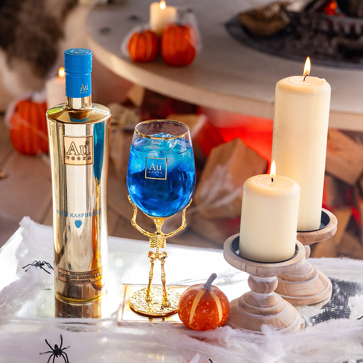 Au Vodka 750ml & Skeleton Glass