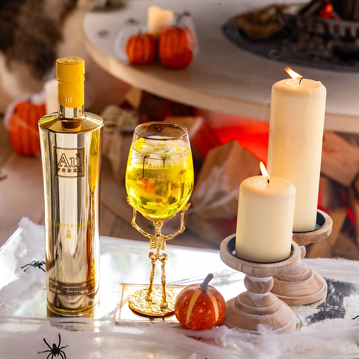 Au Vodka 750ml & Skeleton Glass