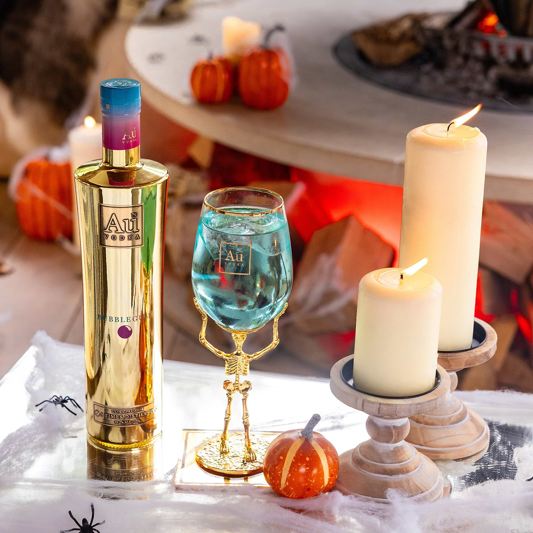 Au Vodka 750ml & Skeleton Glass