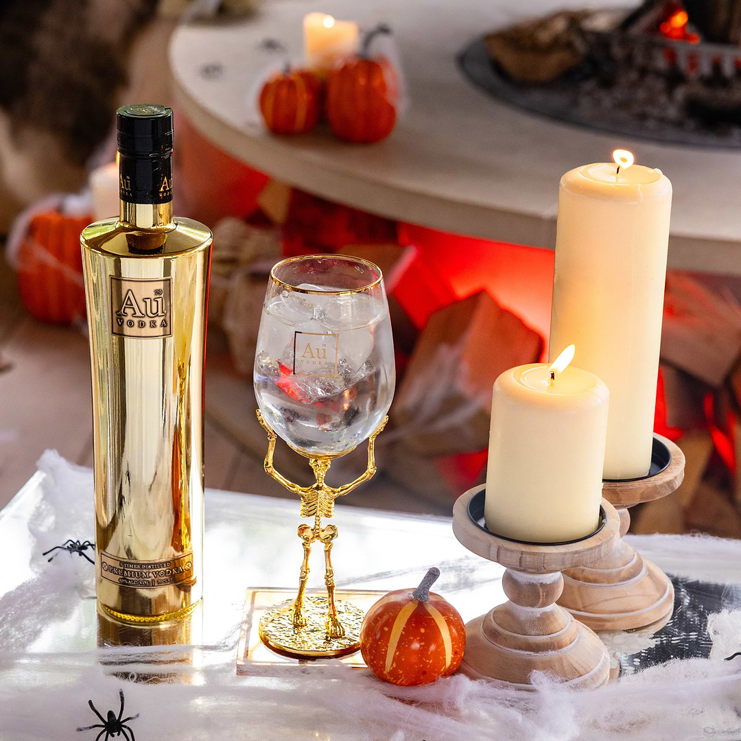 Au Vodka 750ml & Skeleton Glass