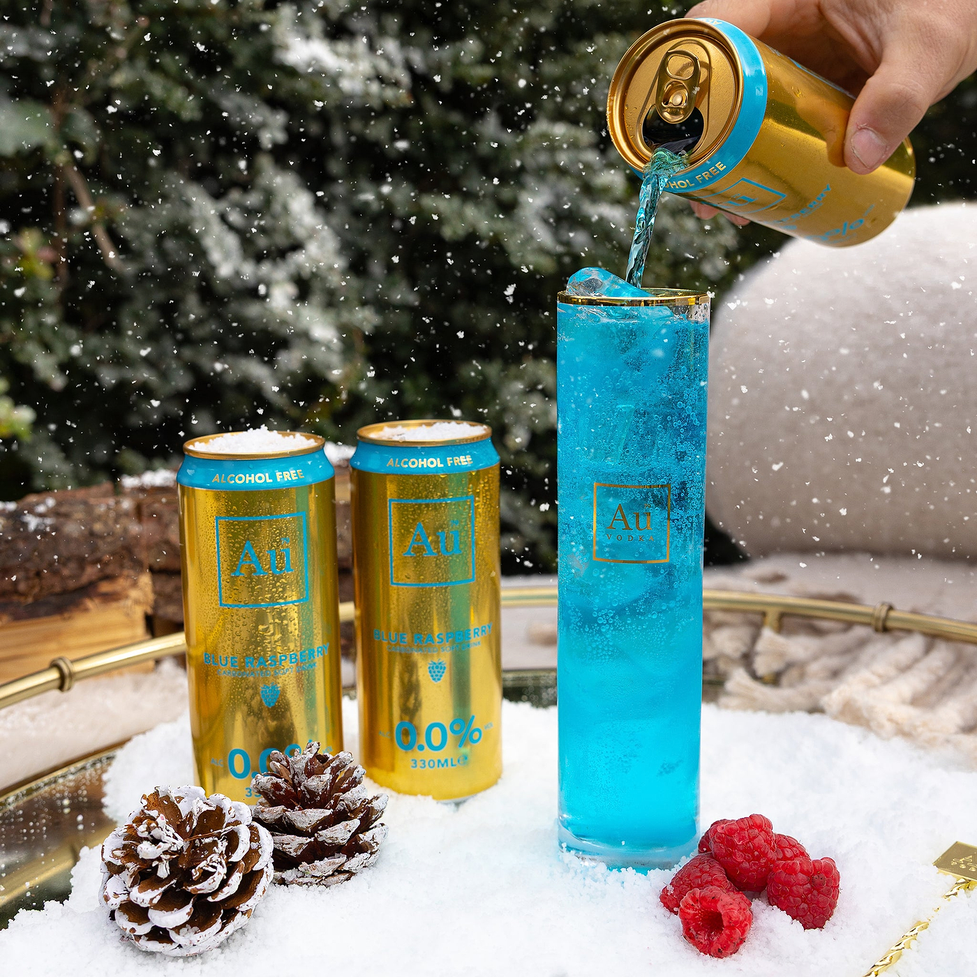Au Vodka Blue Raspberry 0% Cans - 4 Pack