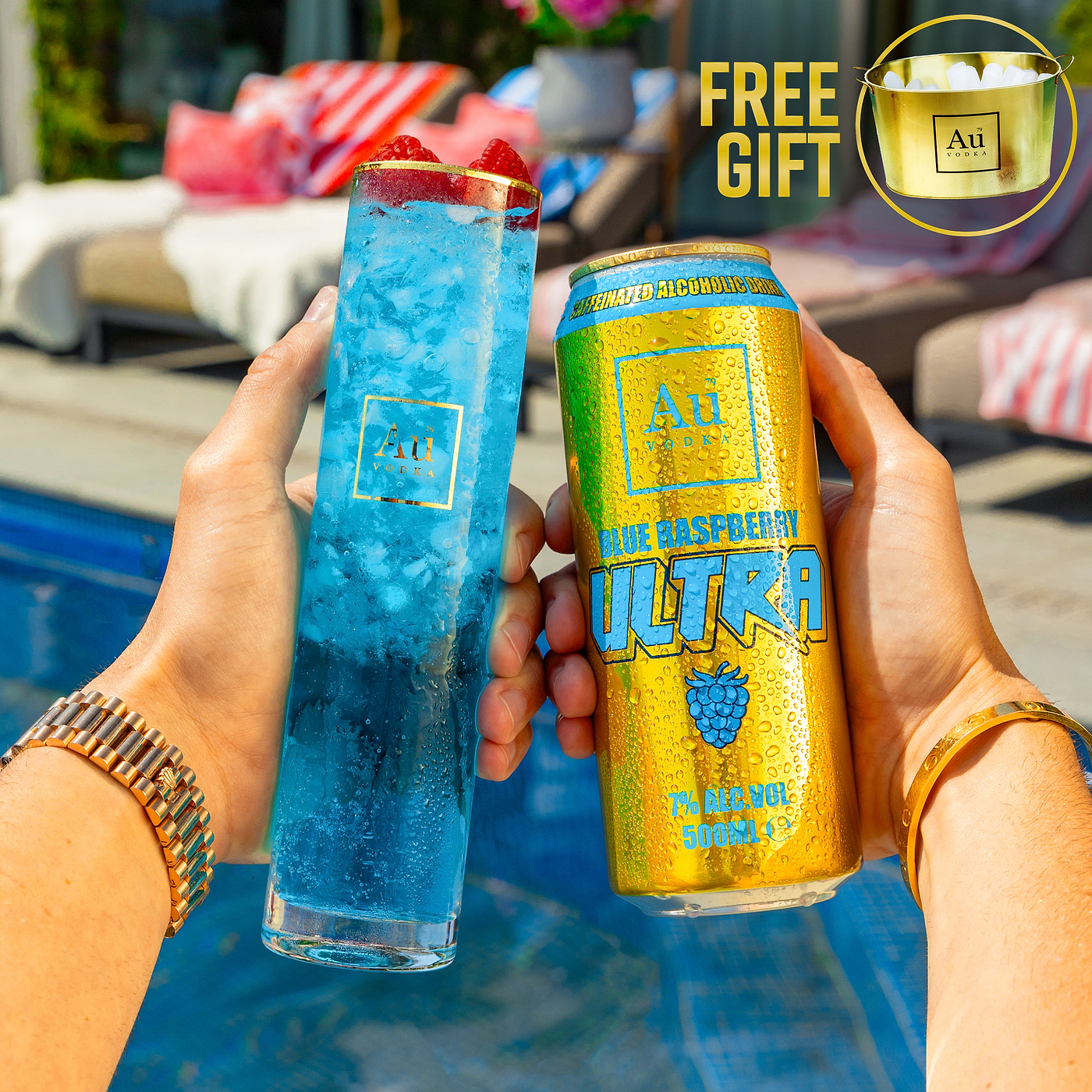 Au Vodka Blue Raspberry 70cl & Blue Raspberry Ultra