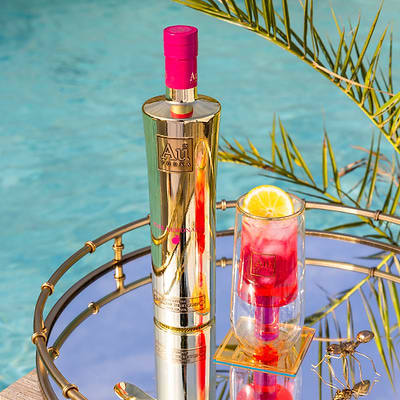 Au Vodka 70cl & Double Wall Bottle Glass Bundle