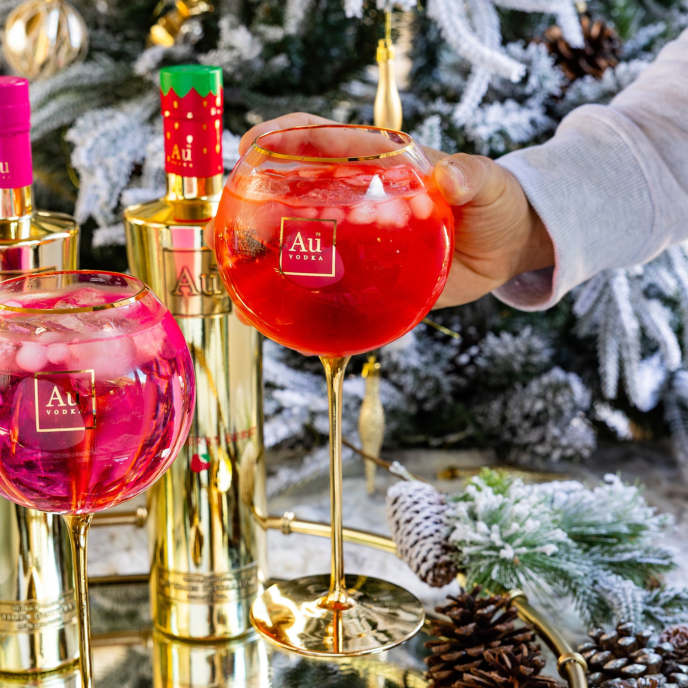 Au Gold Stem Bubble Glass