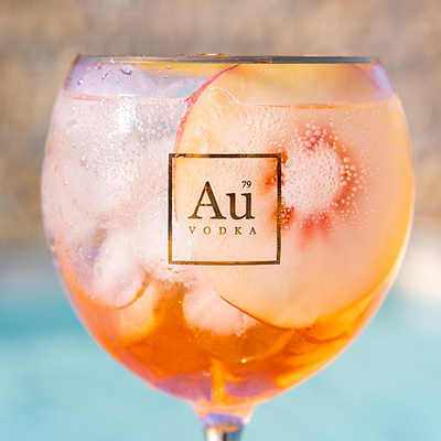 Au Limited Edition Peach Gold Stem Glass