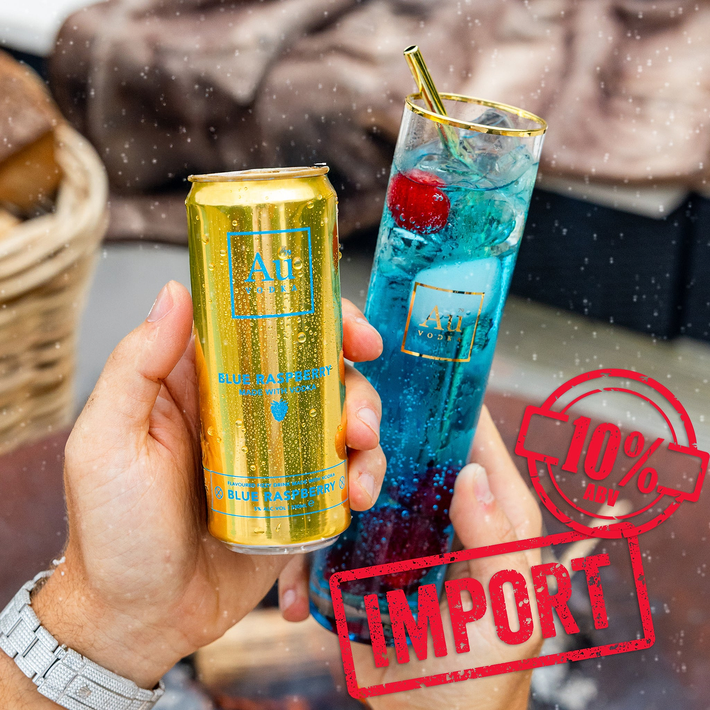 Au Vodka 10% Blue Raspberry Import Pre-Mixed Cans - Case Of 12