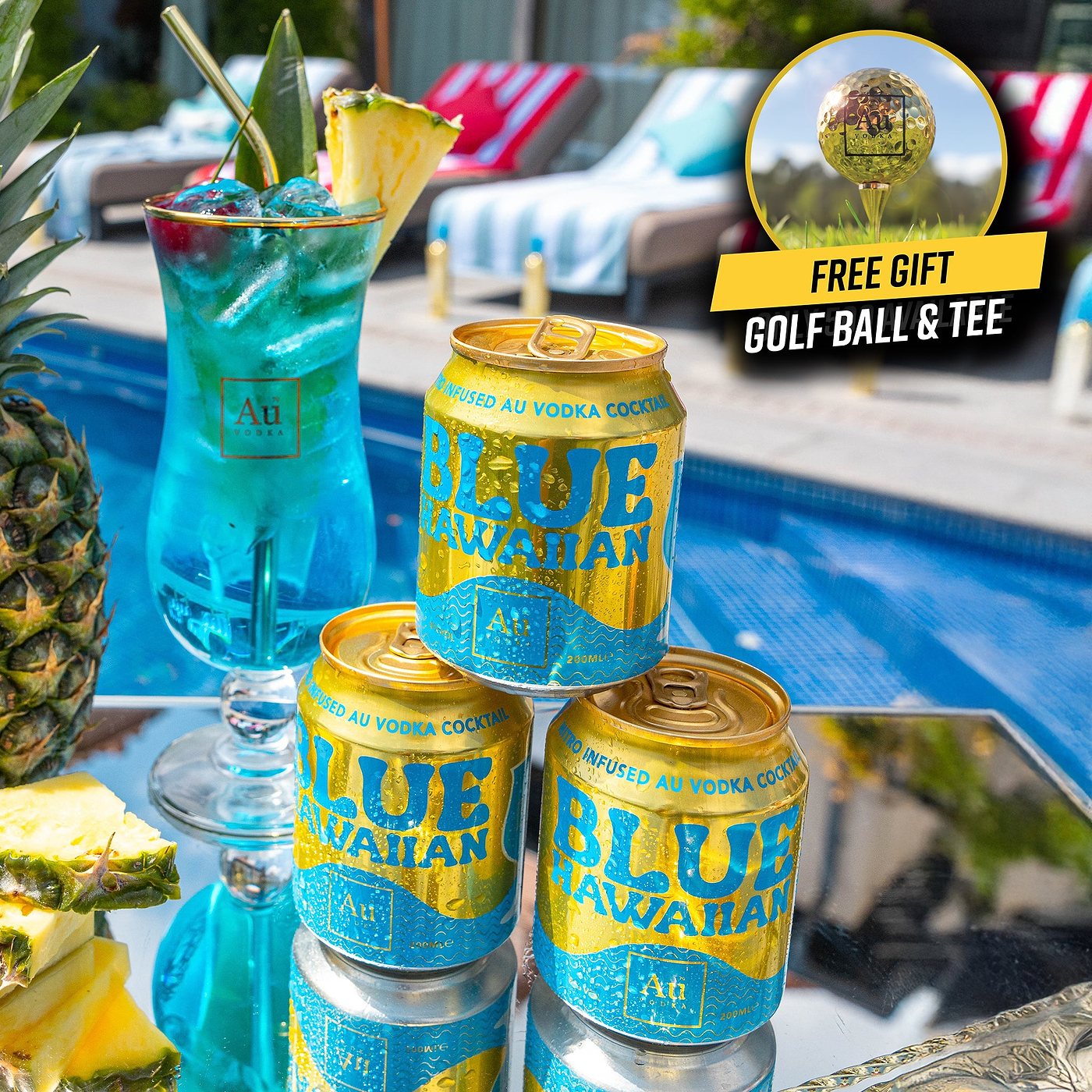 Au Vodka Case of 12 Cans & FREE Golf Ball + Golf Tee