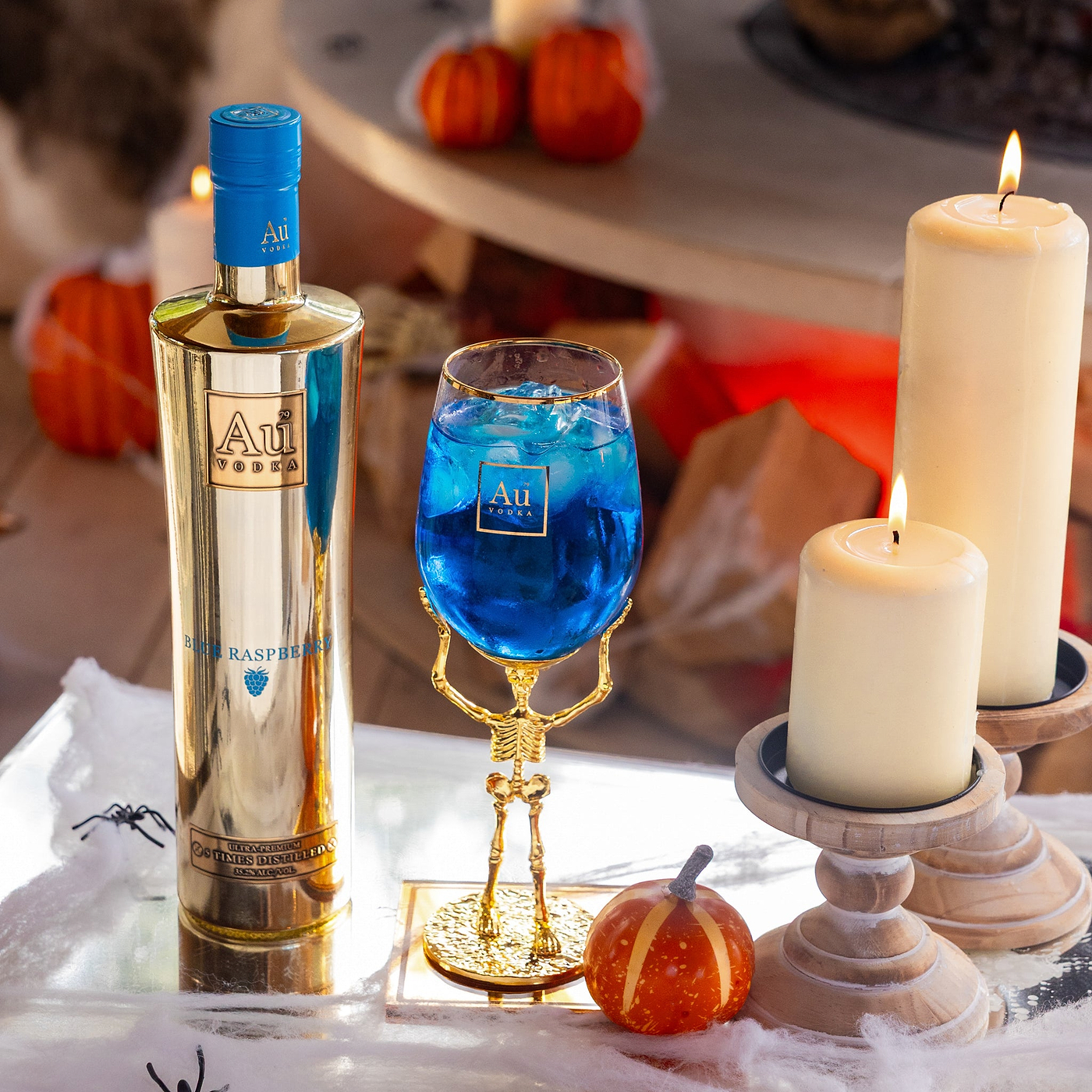 Au Vodka 70cl & Long Stem Skeleton Glass
