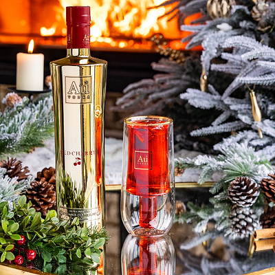 Au Vodka 70cl & Double Wall Bottle Glass Bundle