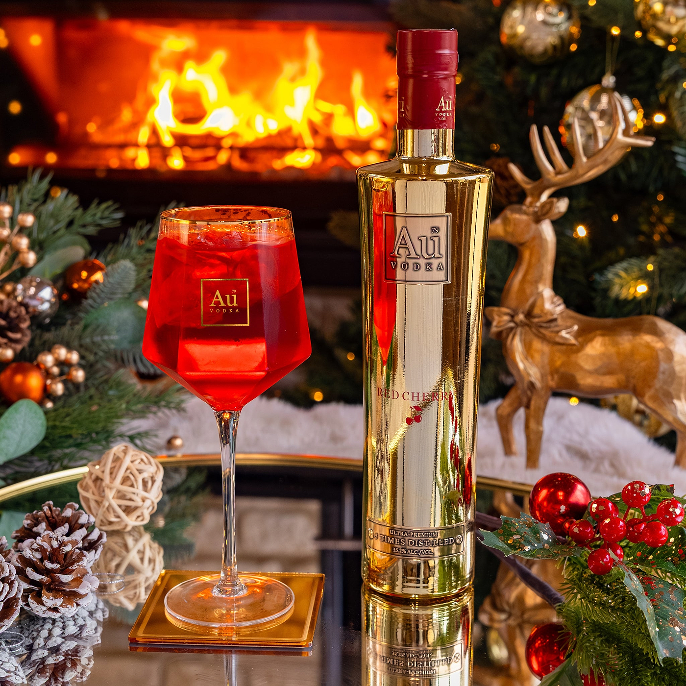 Au Vodka Red Cherry 70cl & Any Glass