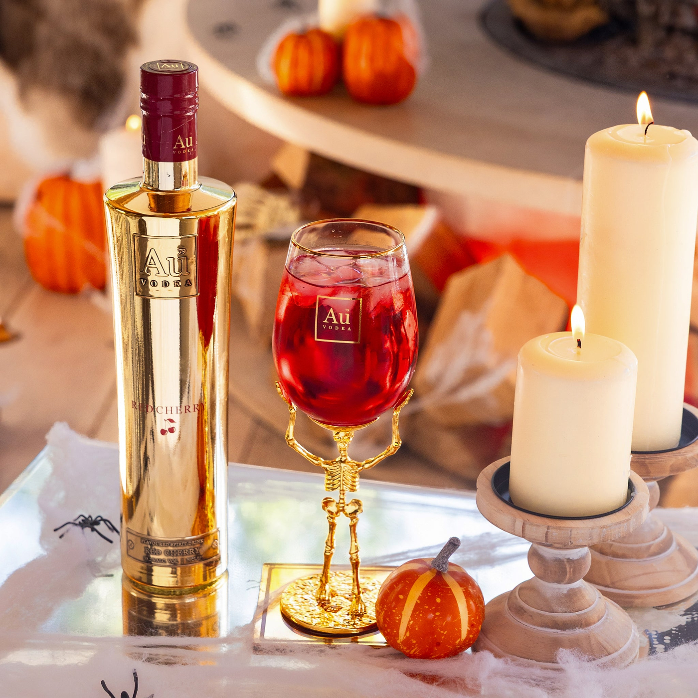 Au Vodka 70cl & Long Stem Skeleton Glass