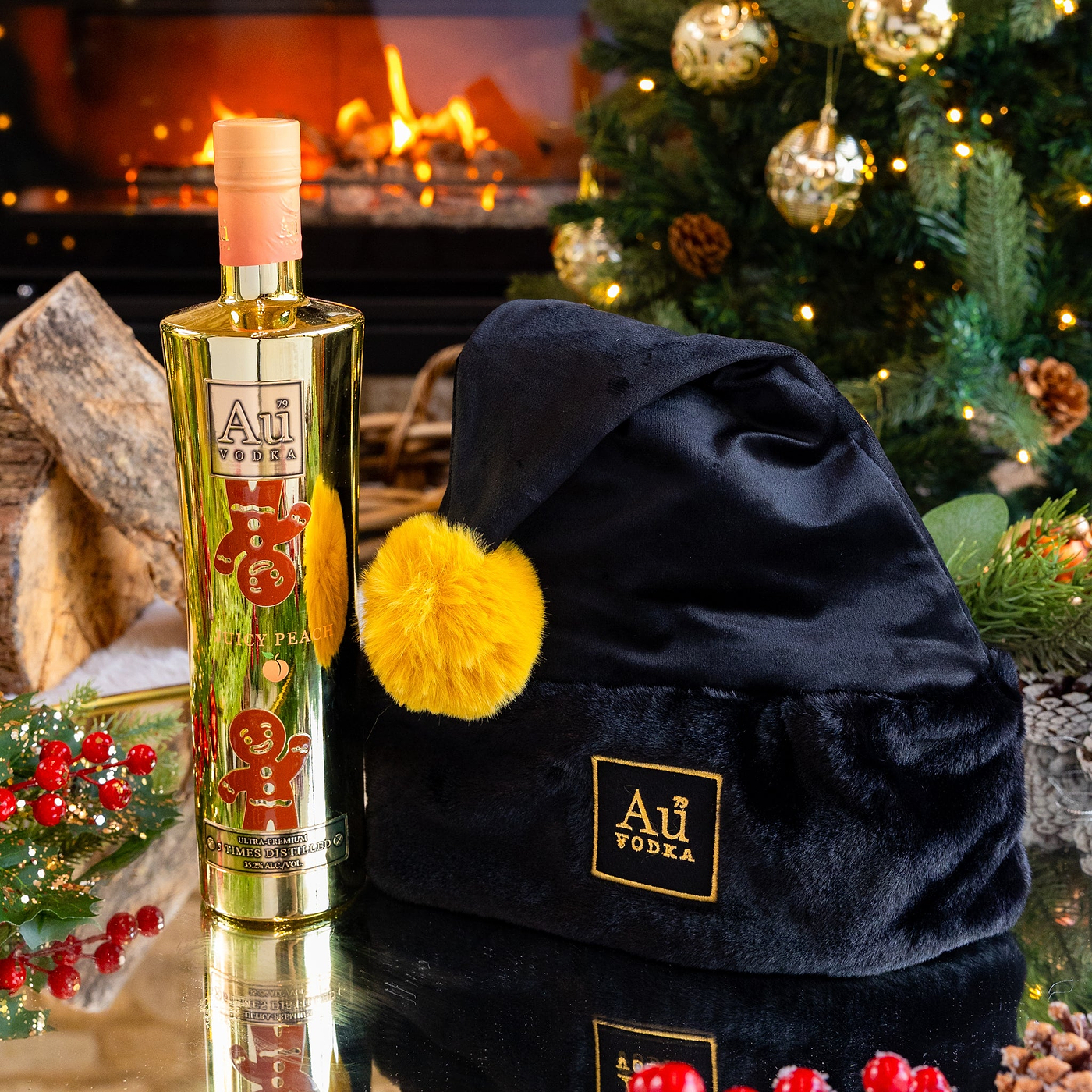 Au Vodka Christmas Edition 70cl & Christmas Hat