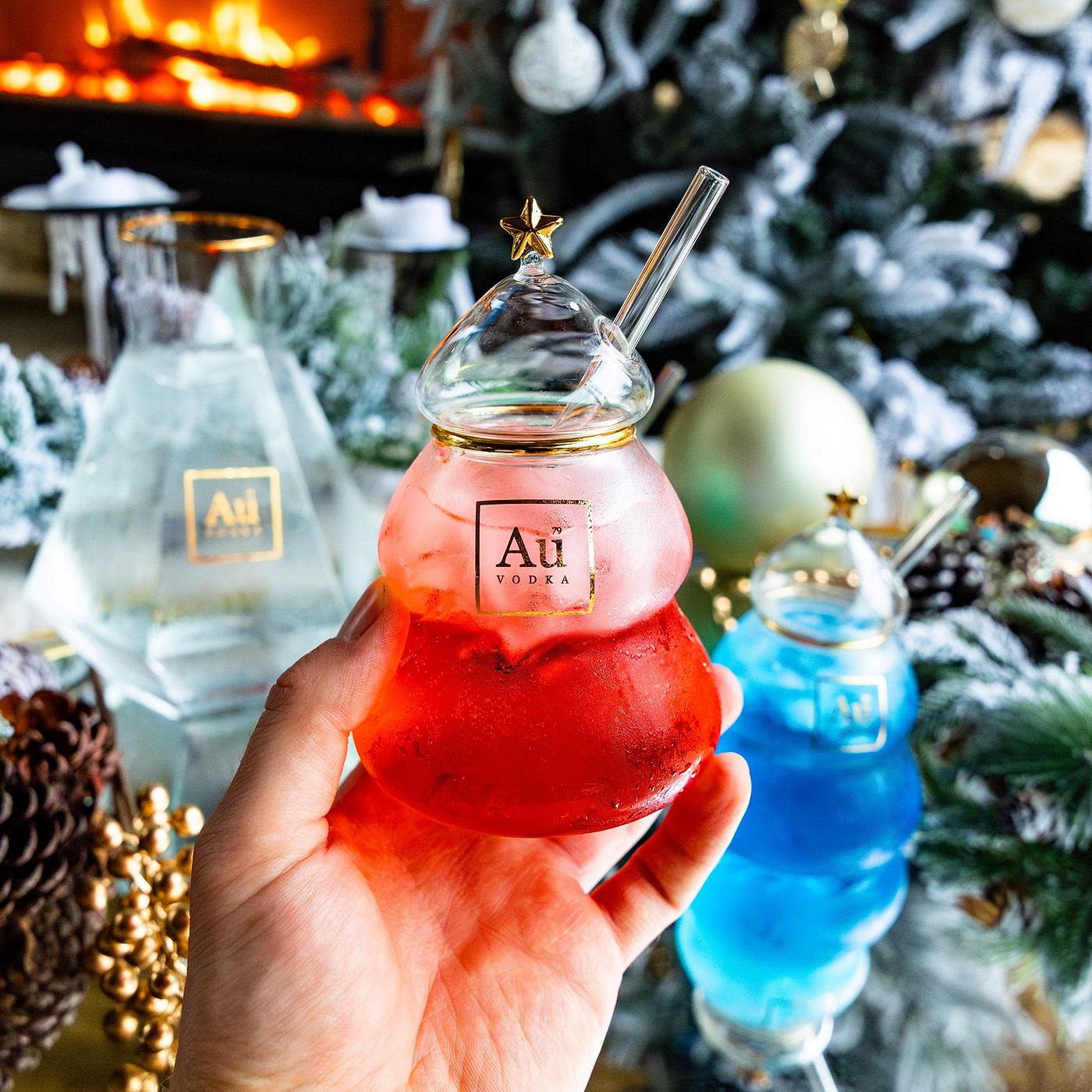 Any 70cl & Au Vodka Christmas Tree Glass - Au Vodka