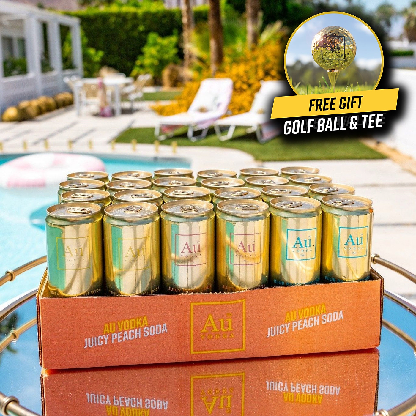 Au Vodka Case of 12 Cans & FREE Golf Ball + Golf Tee