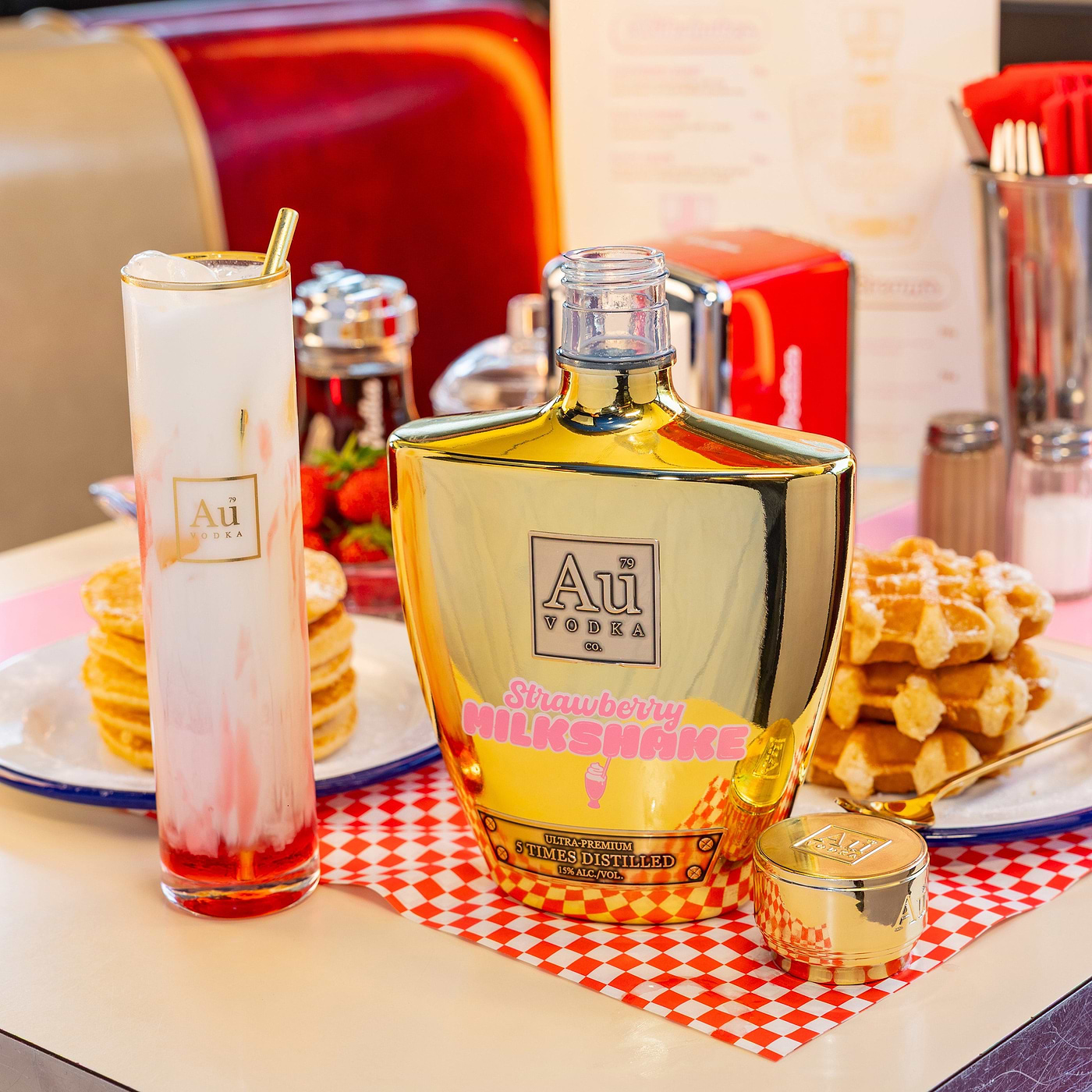 Au Vodka Strawberry Milkshake & Highrise Glass
