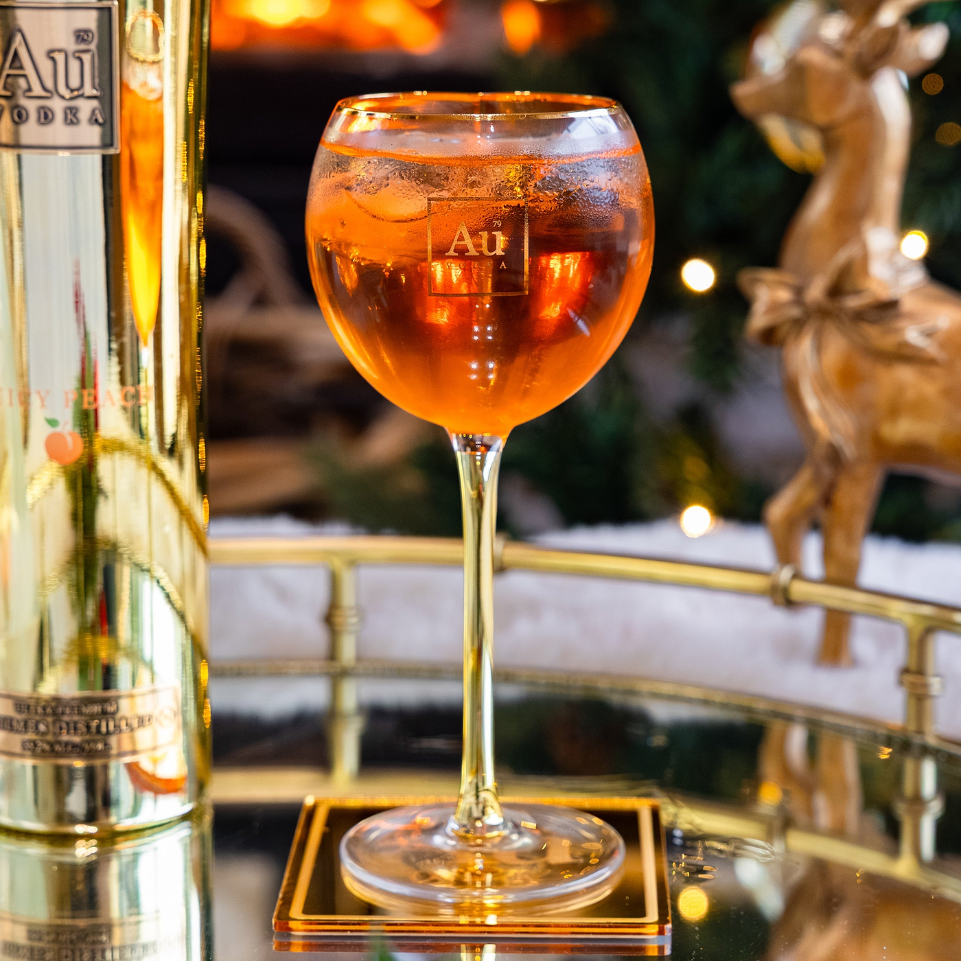 Au Peach Gold Stem Glass