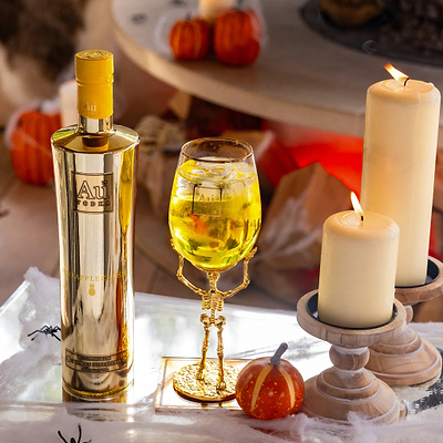 Au Vodka 70cl & Long Stem Skeleton Glass