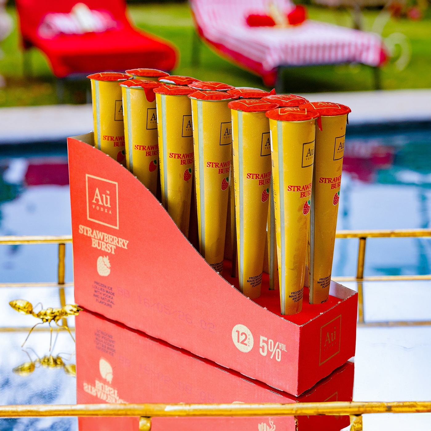 Au Vodka Strawberry Burst Ice Lollies - 12 Pack