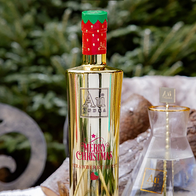 Au Vodka Merry Christmas Print Bottle