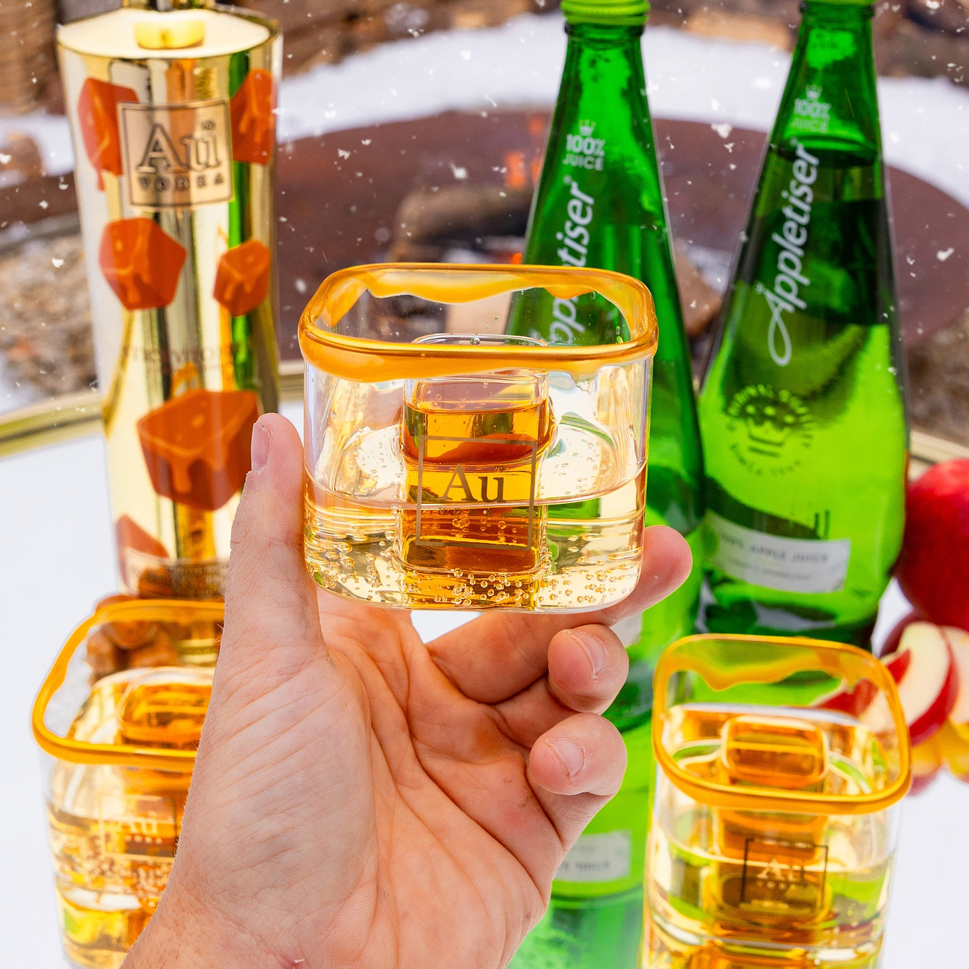 Au Vodka Sticky Toffee 70cl & 2x Bomb Glass Bundle