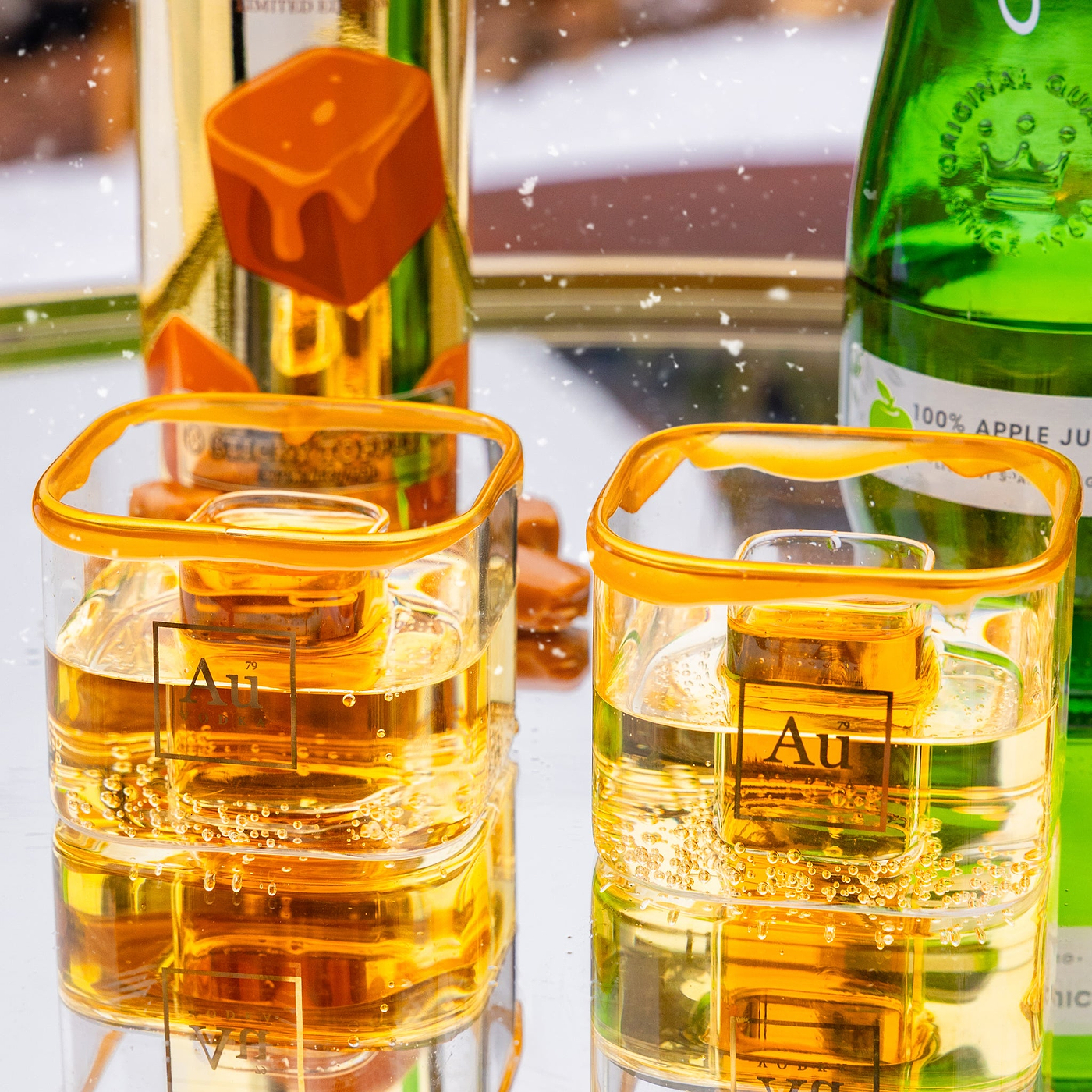 Au Vodka Sticky Toffee 70cl & 2x Bomb Glass Bundle