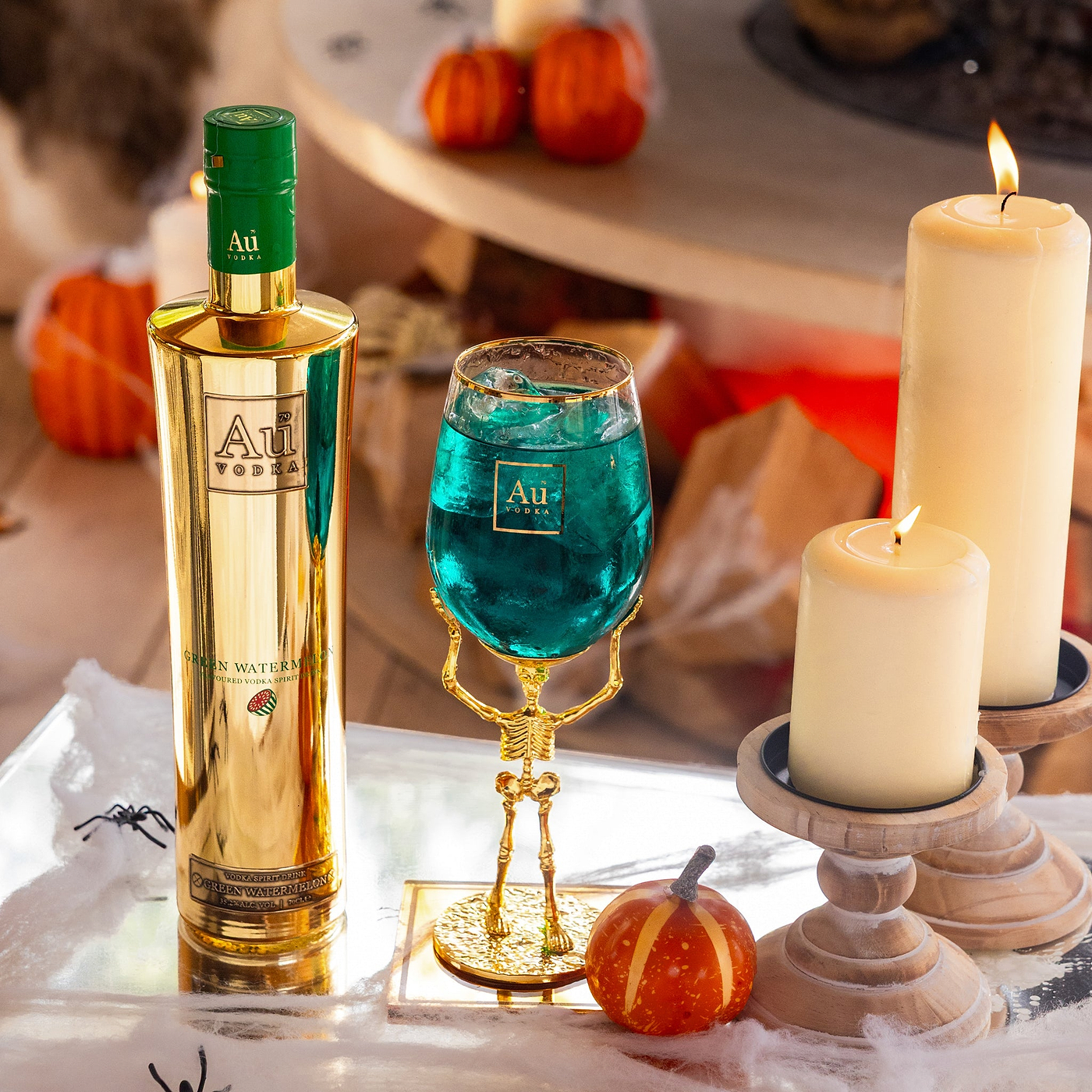 Au Vodka 70cl & Long Stem Skeleton Glass