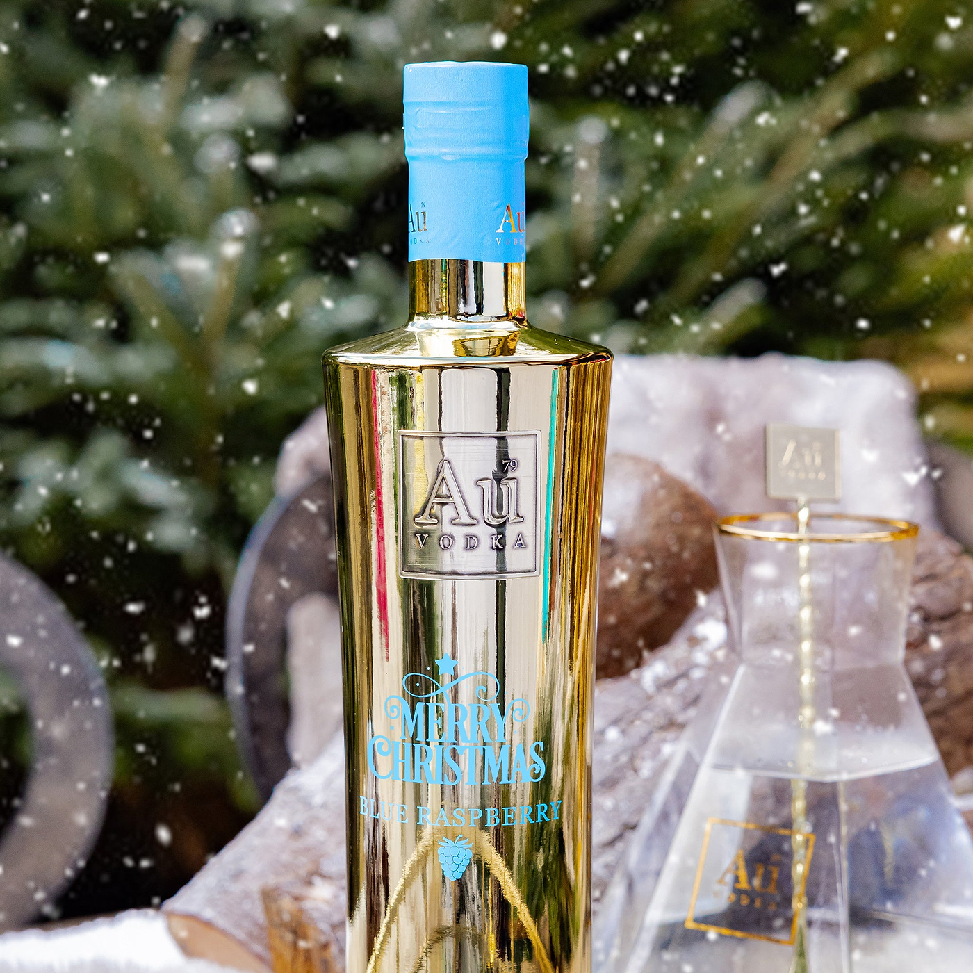 Au Vodka Merry Christmas Print Bottle