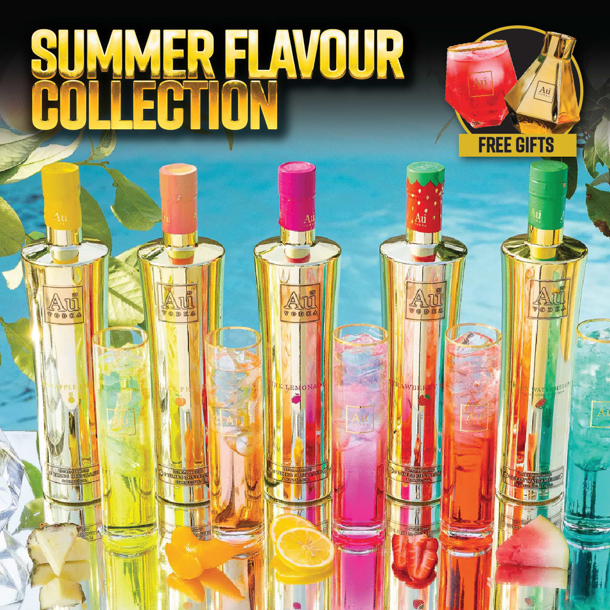 Au Vodka Summer Flavour Collection - 5 Bottles