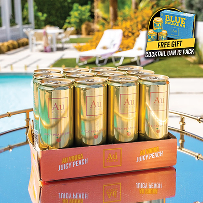 Au Vodka Case Of 12 Cans + FREE Case of 12 Blue Hawaiian Cans