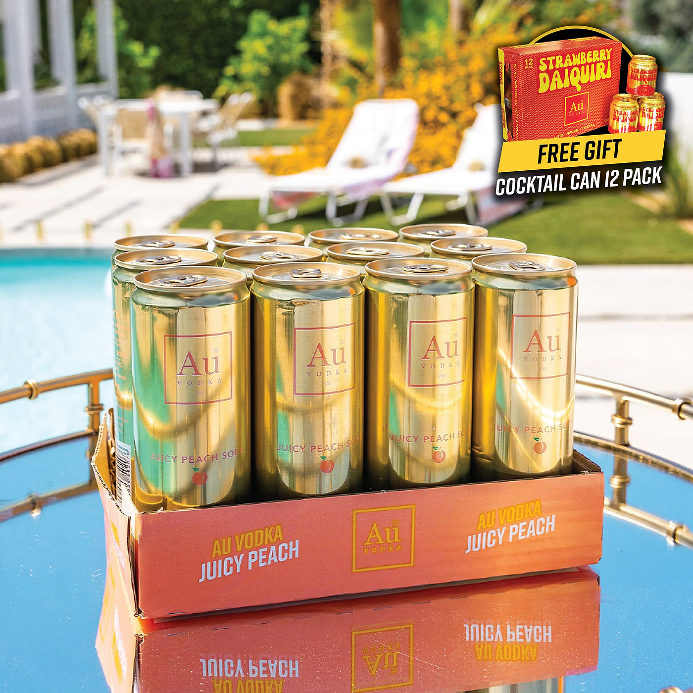 Au Vodka Case Of 12 Cans + FREE Case Of Strawberry Daiquiri Cans