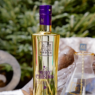 Au Vodka Merry Christmas Print Bottle