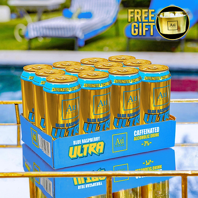 Au Vodka Blue Raspberry Ultra Cans - 12 Pack