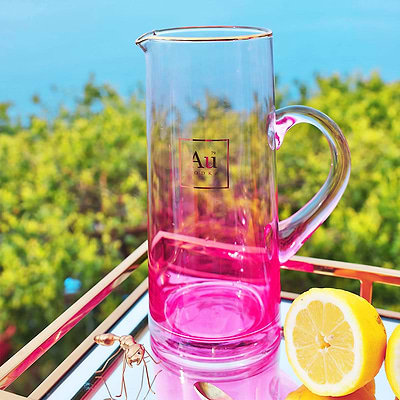 Au Pink Tinted Glass Jug - Au Vodka