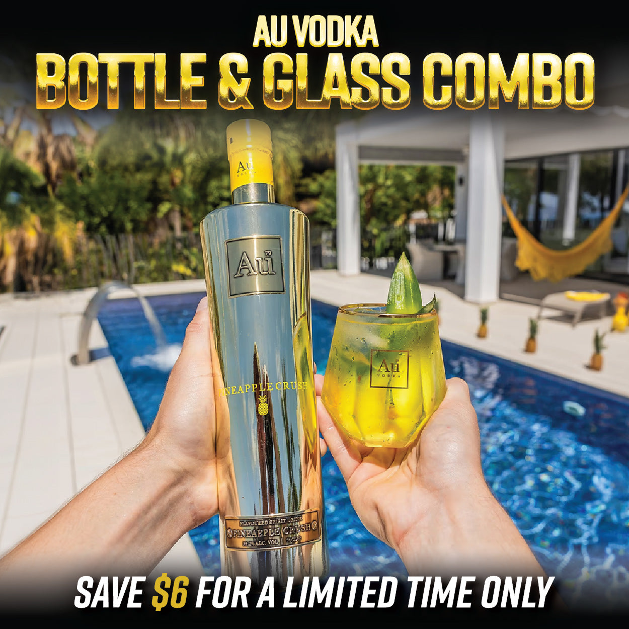 Au Vodka 750ml & Diamond Cut Glass