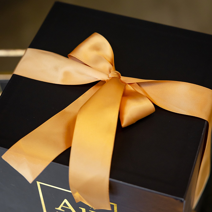 Black Au Vodka Gift Box with Gold Ribbon