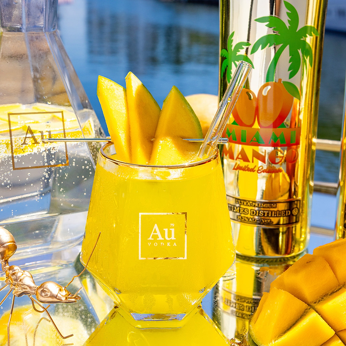 Au Vodka Miami Mango & Diamond Cut Glass