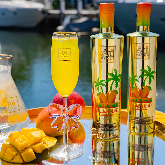 Au Vodka Miami Mango & Ribbon Glass