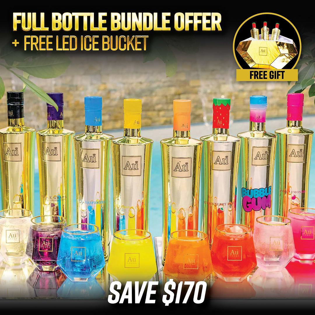 Au Vodka Full Bottle Collection & FREE LED Ice Bucket