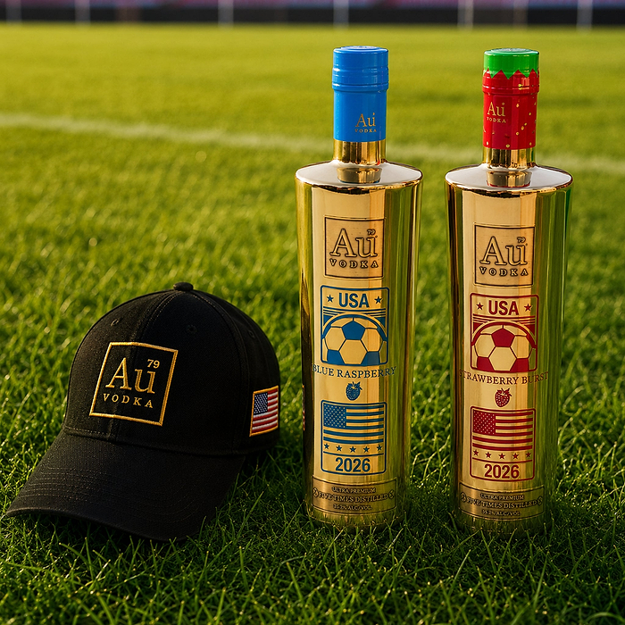 Au Vodka 750ml USA Soccer Edition & FREE Flag Cap