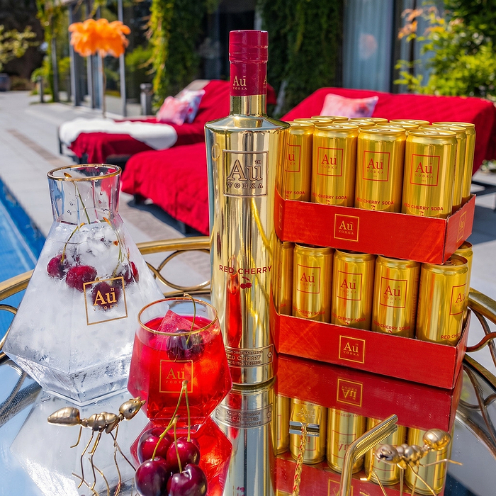 Au Vodka Red Cherry Bottle & Can Combo