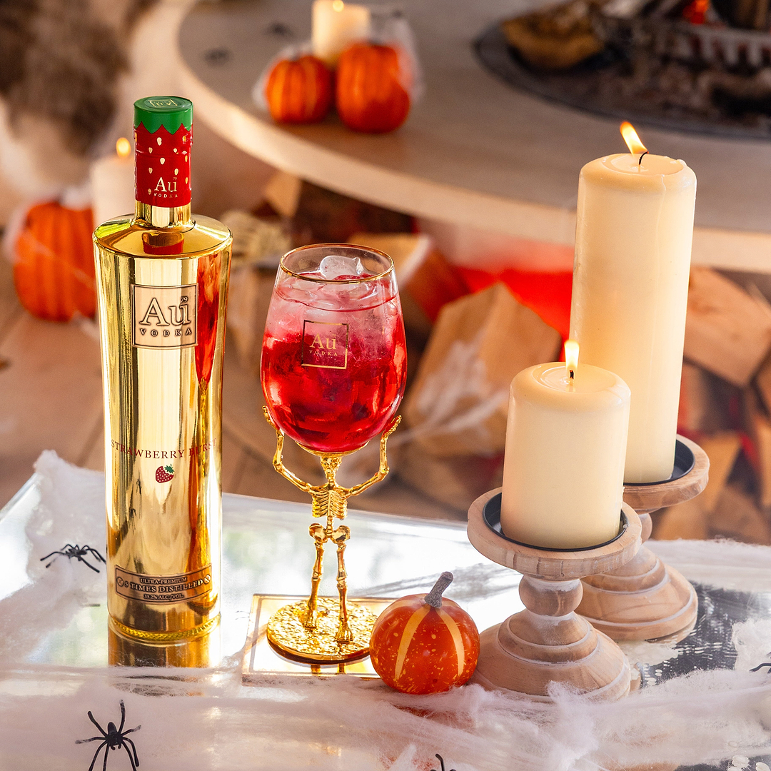 Au Vodka 750ml & Skeleton Glass