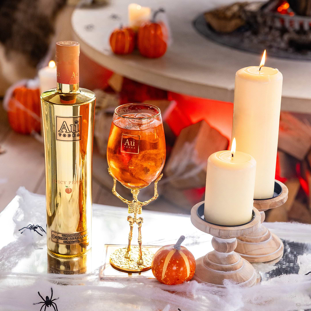 Au Vodka 750ml & Skeleton Glass