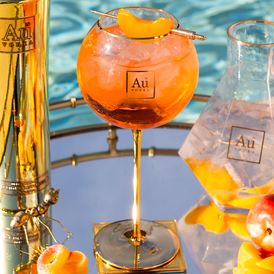 View Au Gold Stem Bubble Glass