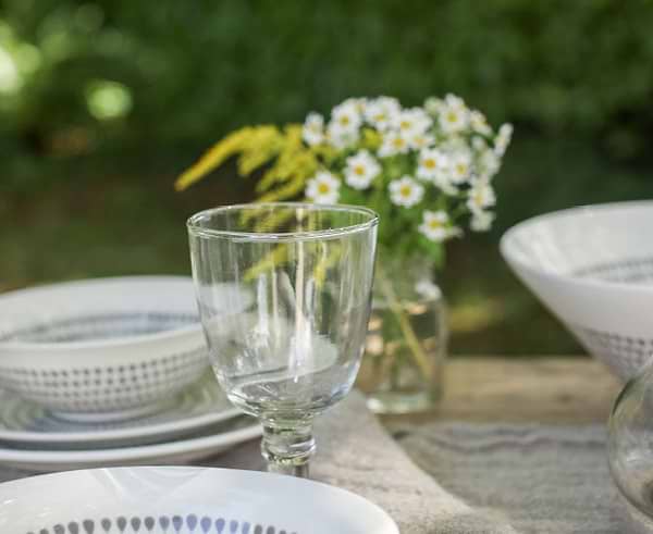Glass set on table