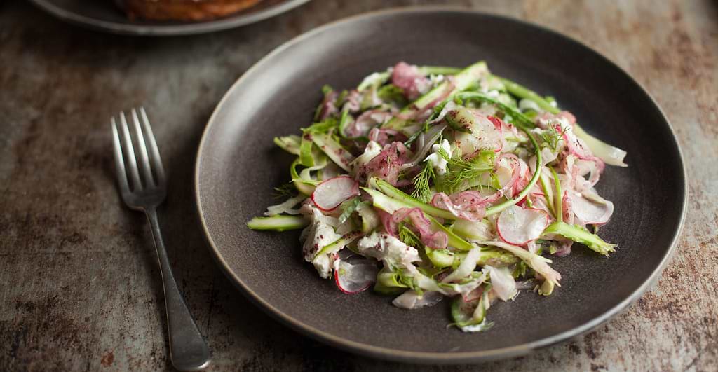 SHAVED SPRING VEGETABLE SALAD WITH LABNEH 